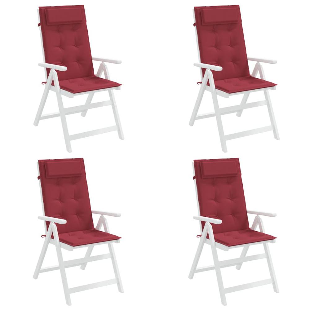 Highback Chair Cushions 4 pcs Wine Red Oxford Fabric. Picture 3