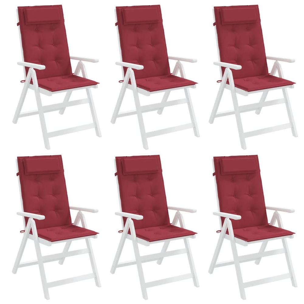 Highback Chair Cushions 6 pcs Wine Red Oxford Fabric. Picture 3