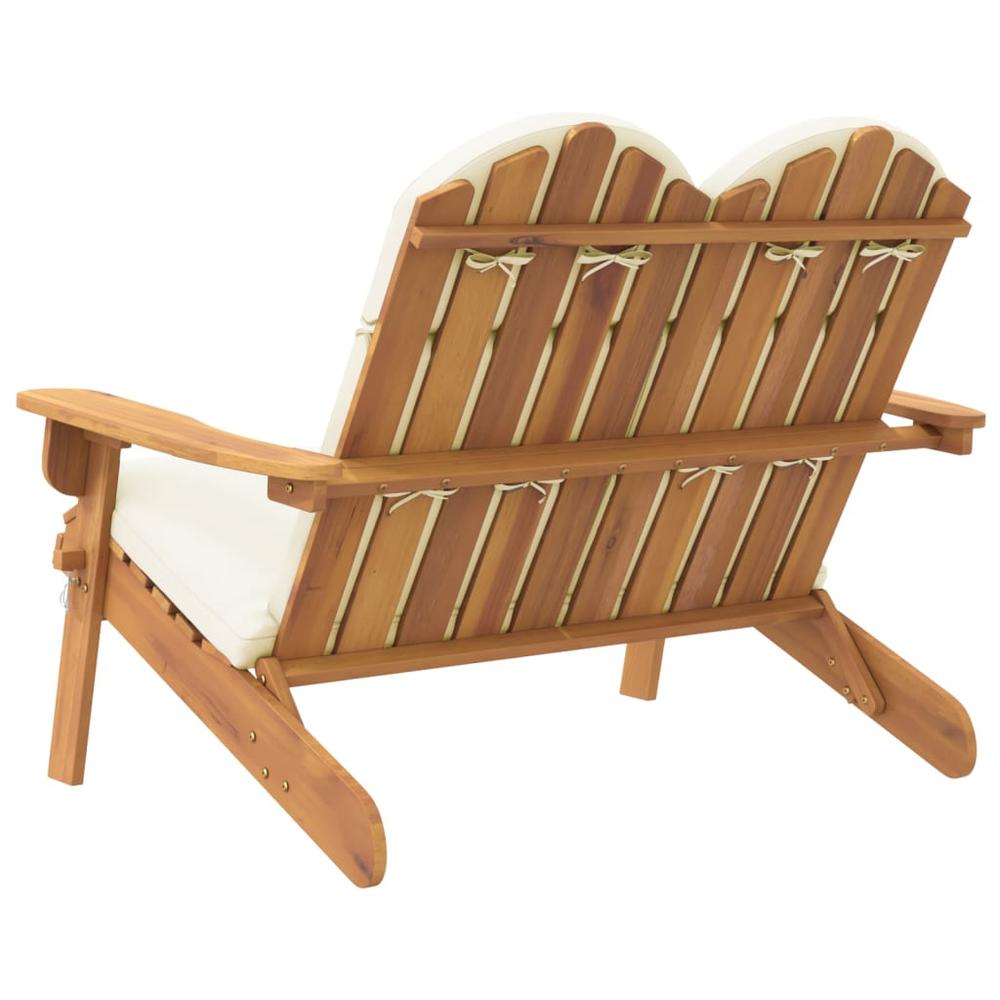 Adirondack Patio Bench with Cushions 49.6" Solid Wood Acacia. Picture 4