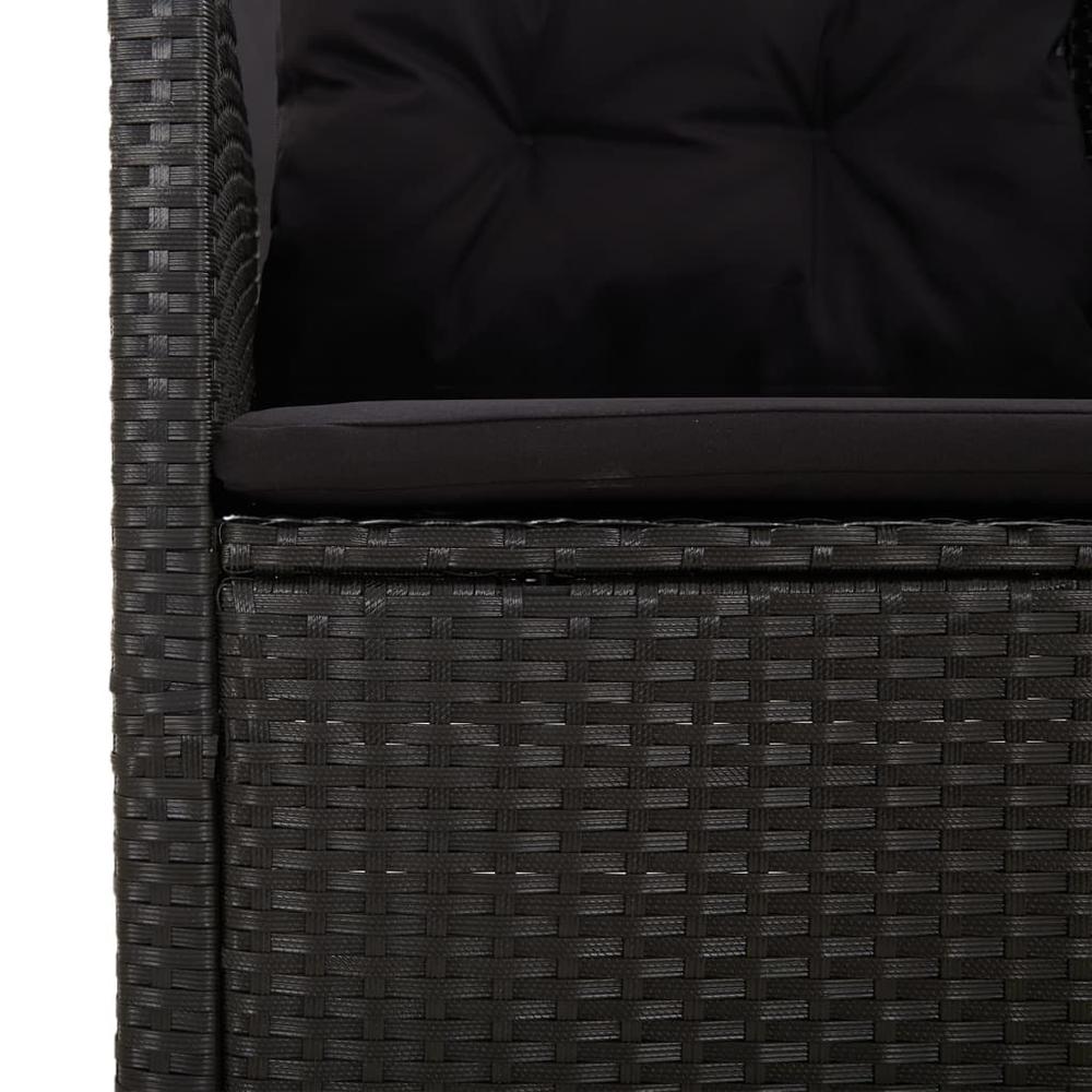 2 Piece Patio Lounge Set with Cushions Black Poly Rattan. Picture 6