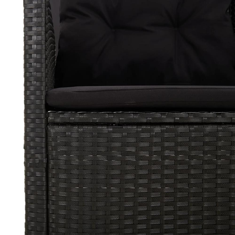 3 Piece Patio Lounge Set with Cushions Black Poly Rattan. Picture 8