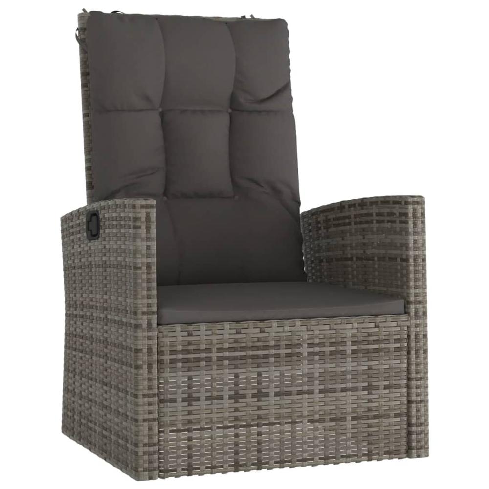 3 Piece Patio Lounge Set with Cushions Gray Poly Rattan. Picture 6
