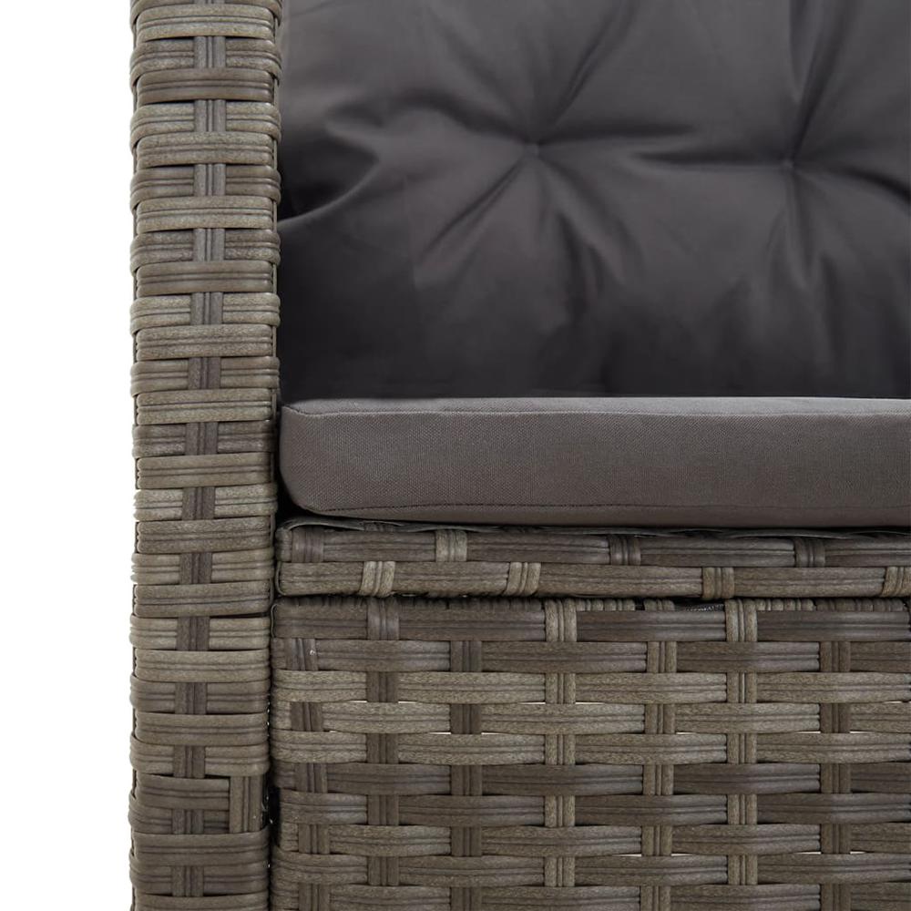 3 Piece Patio Lounge Set with Cushions Gray Poly Rattan. Picture 8
