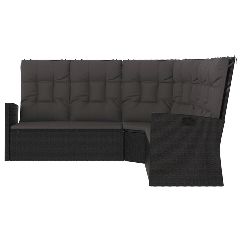 Reclining Corner Sofa with Cushions Black Poly Rattan. Picture 2