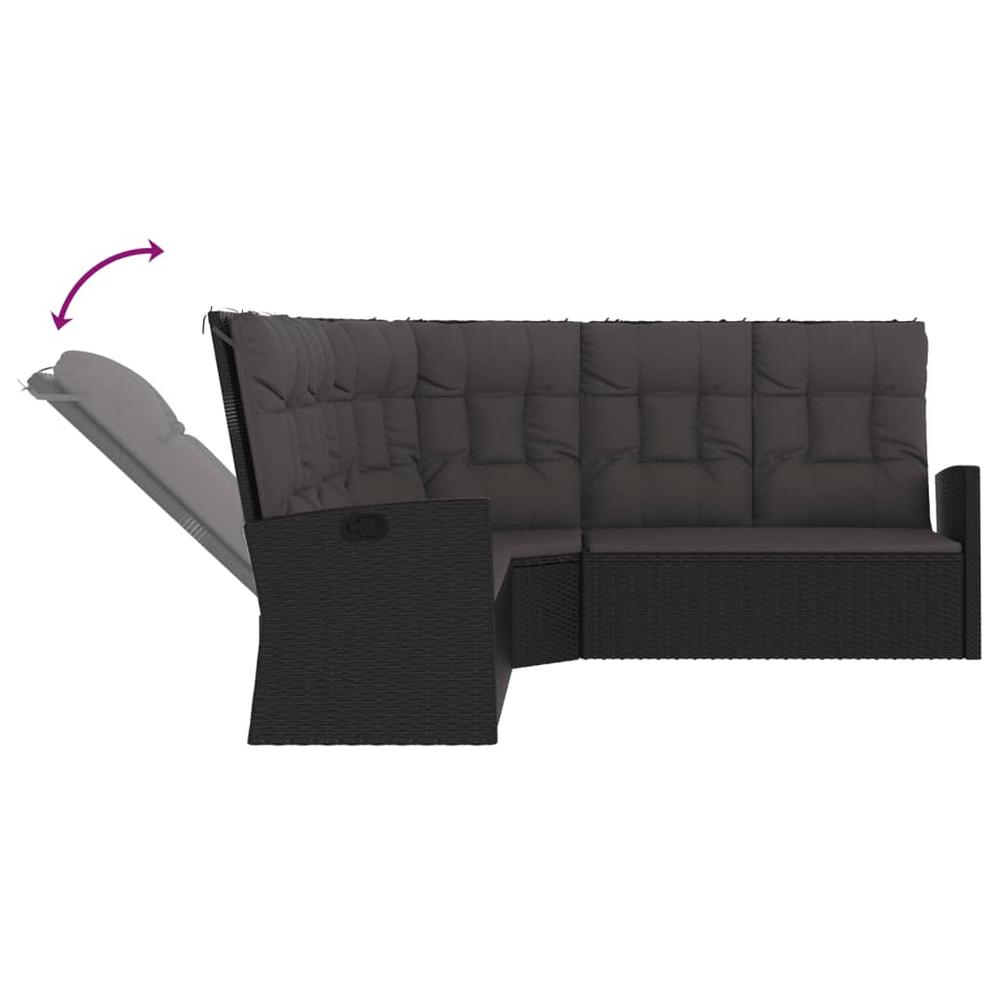 Reclining Corner Sofa with Cushions Black Poly Rattan. Picture 4