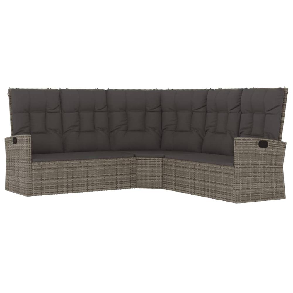 Reclining Corner Sofa with Cushions Gray Poly Rattan. Picture 1