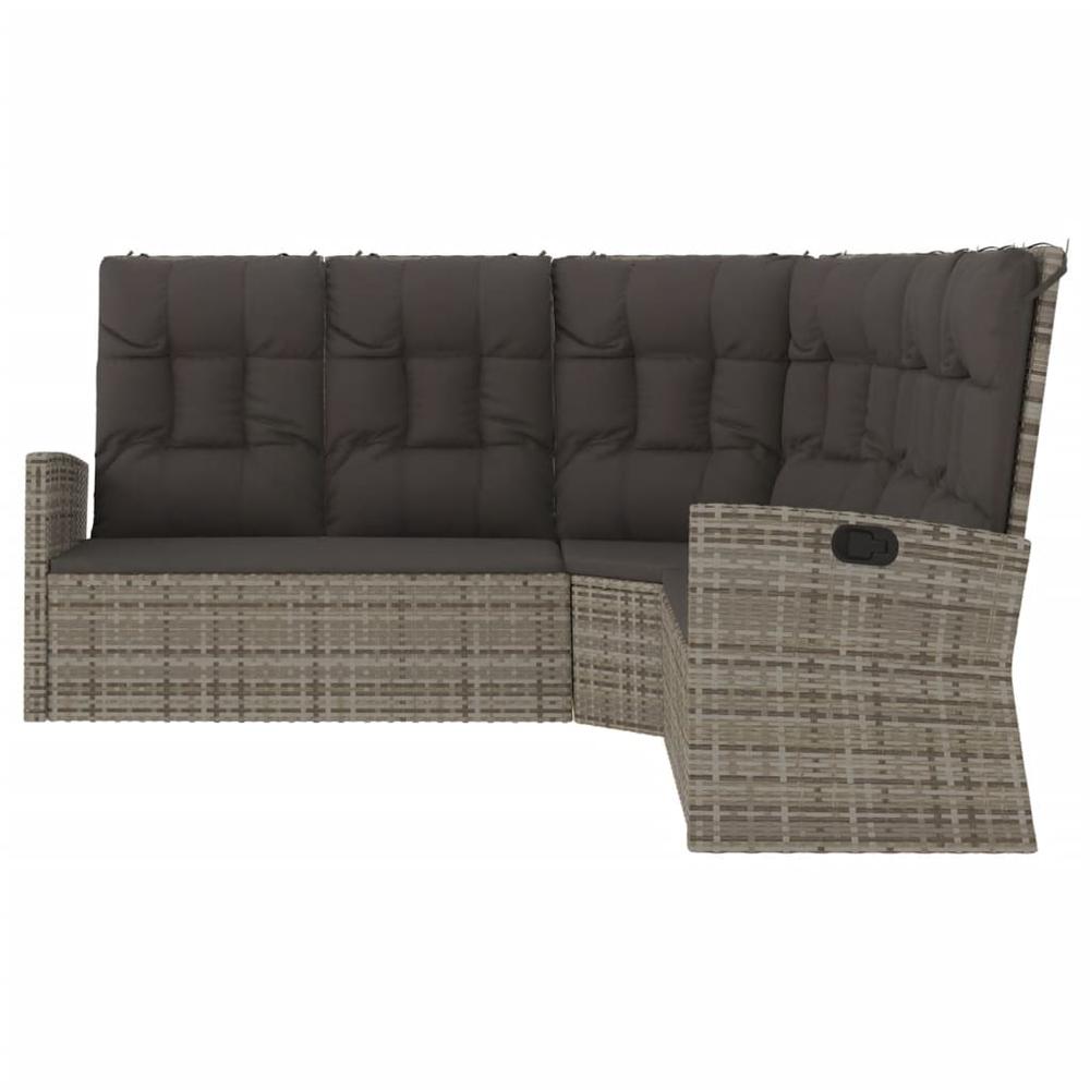 Reclining Corner Sofa with Cushions Gray Poly Rattan. Picture 2