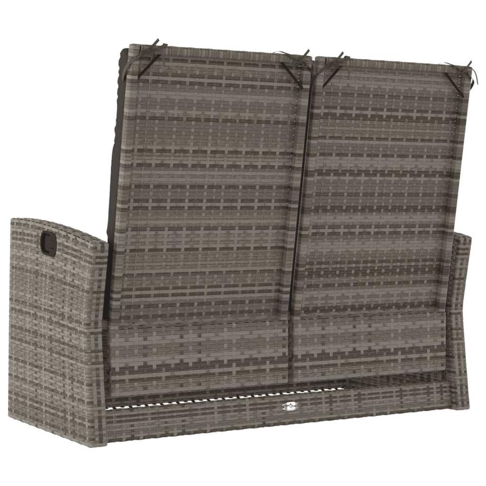 Reclining Patio Bench with Cushions Gray 46.5" Poly rattan. Picture 4