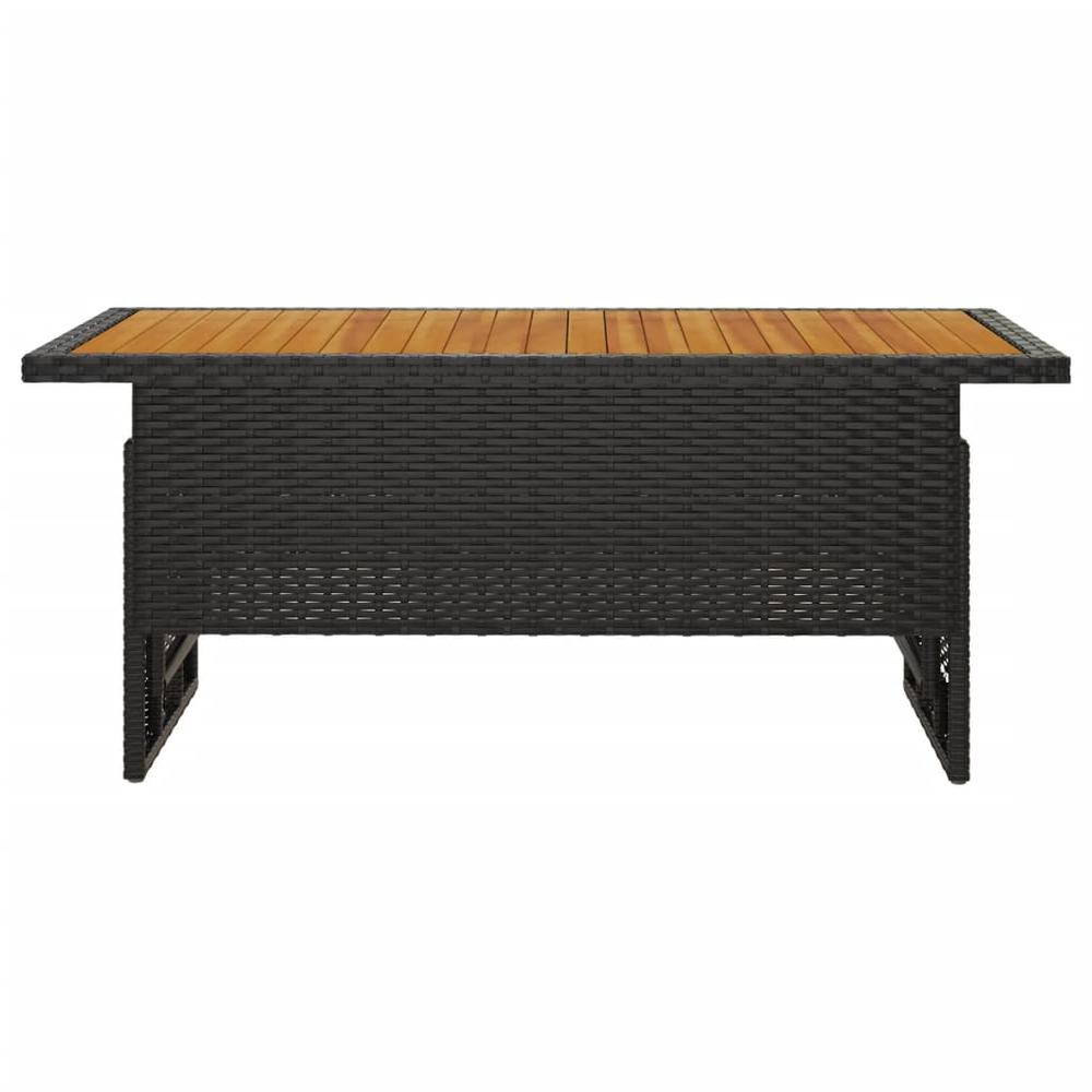 Patio Table Black 39.4"x19.7"x16.9"/24.8" Solid Wood Acacia&Poly Rattan. Picture 2