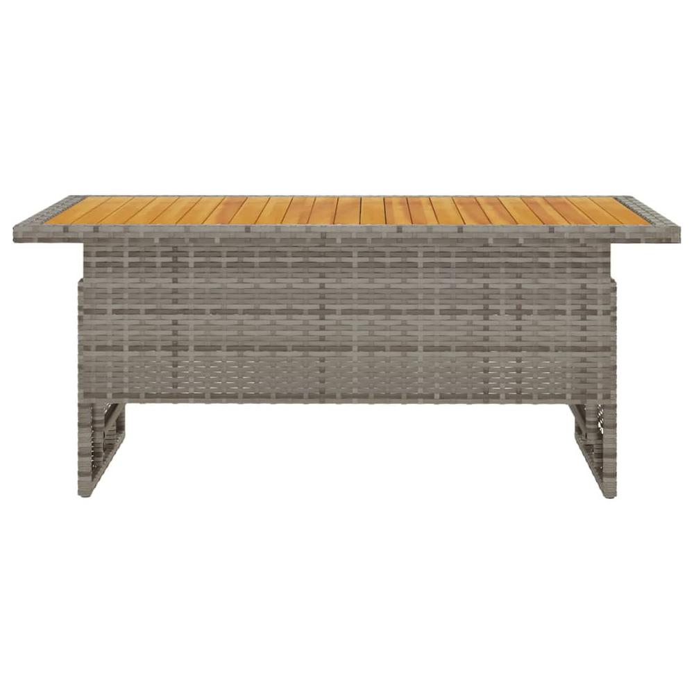 Patio Table Gray 39.4"x19.7"x16.9"/24.8" Solid Wood Acacia&Poly Rattan. Picture 2