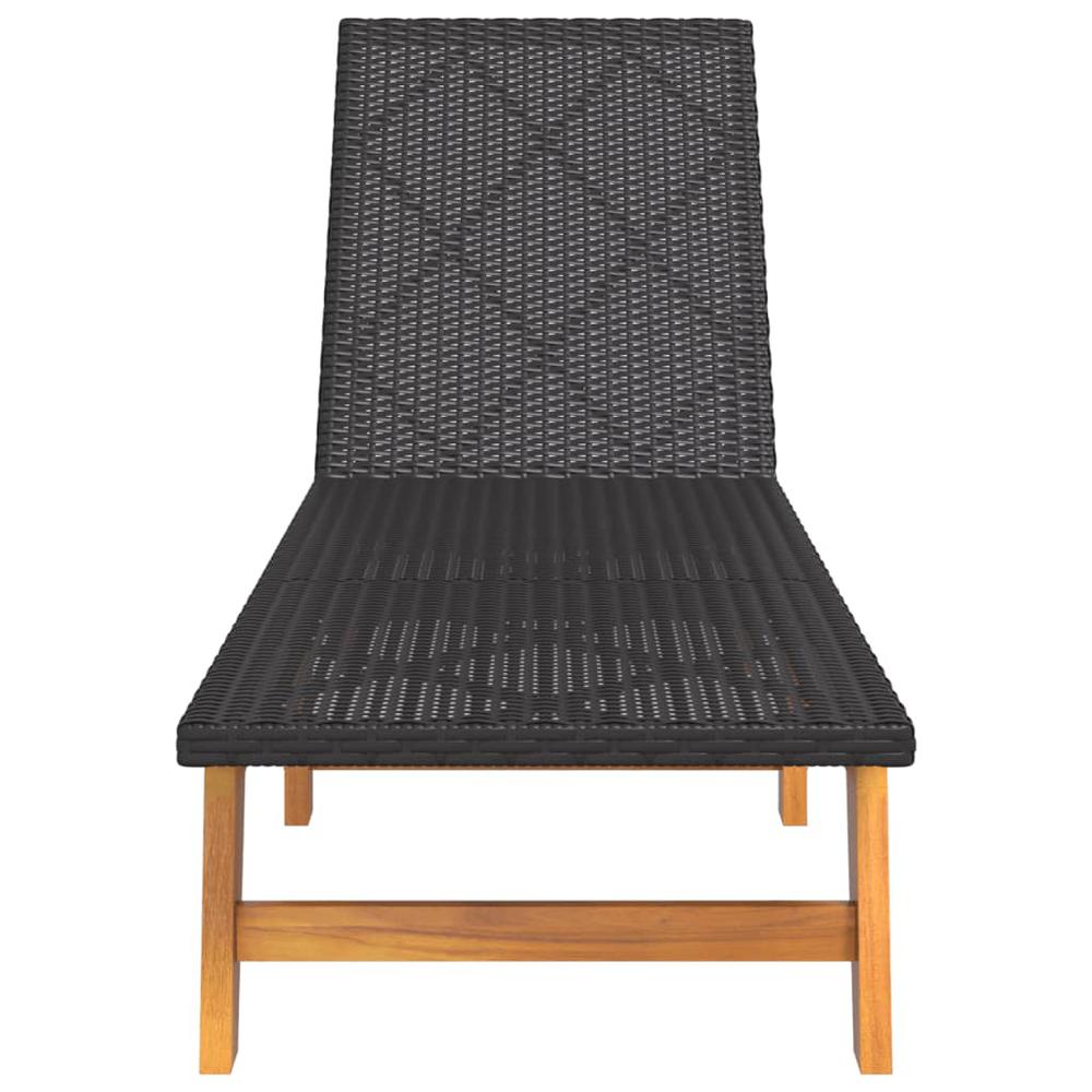 Sun Loungers 2 pcs Black and Brown Poly Rattan and Solid Wood Acacia. Picture 4