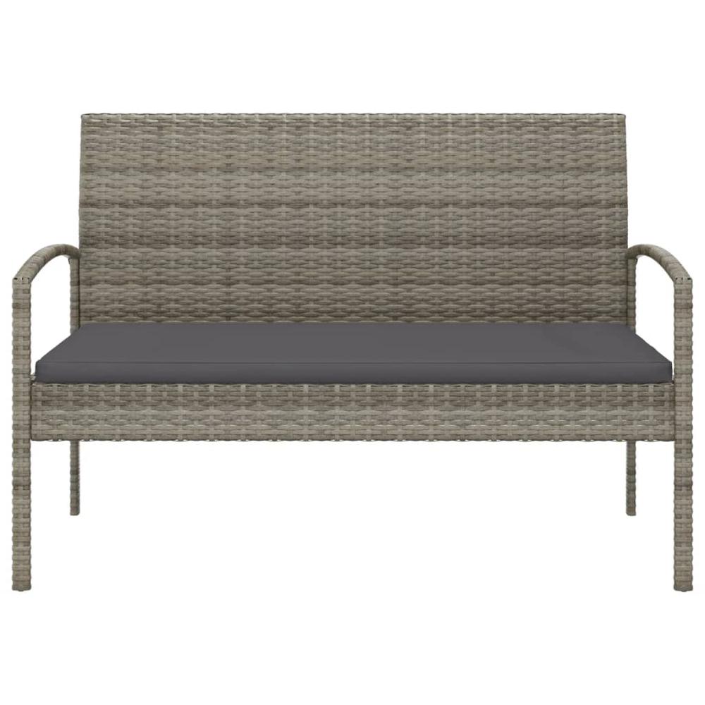 Patio Bench with Cushion Gray 41.3" Poly Rattan. Picture 2