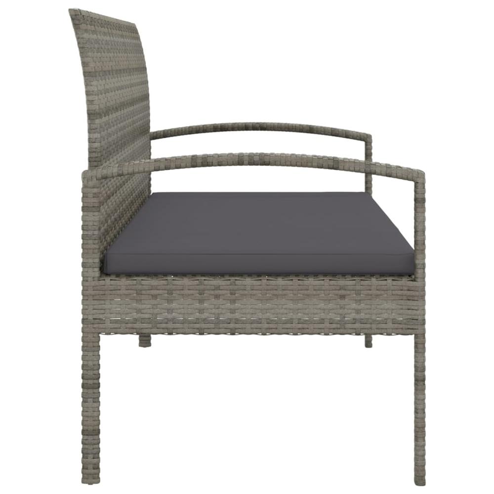 Patio Bench with Cushion Gray 41.3" Poly Rattan. Picture 3