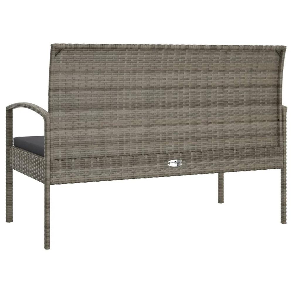 Patio Bench with Cushion Gray 41.3" Poly Rattan. Picture 4