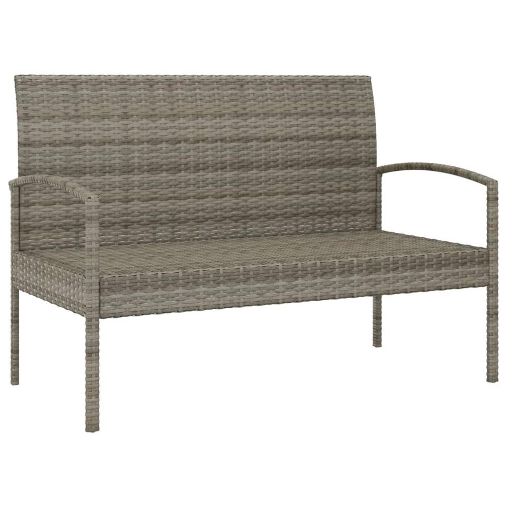 Patio Bench with Cushion Gray 41.3" Poly Rattan. Picture 6
