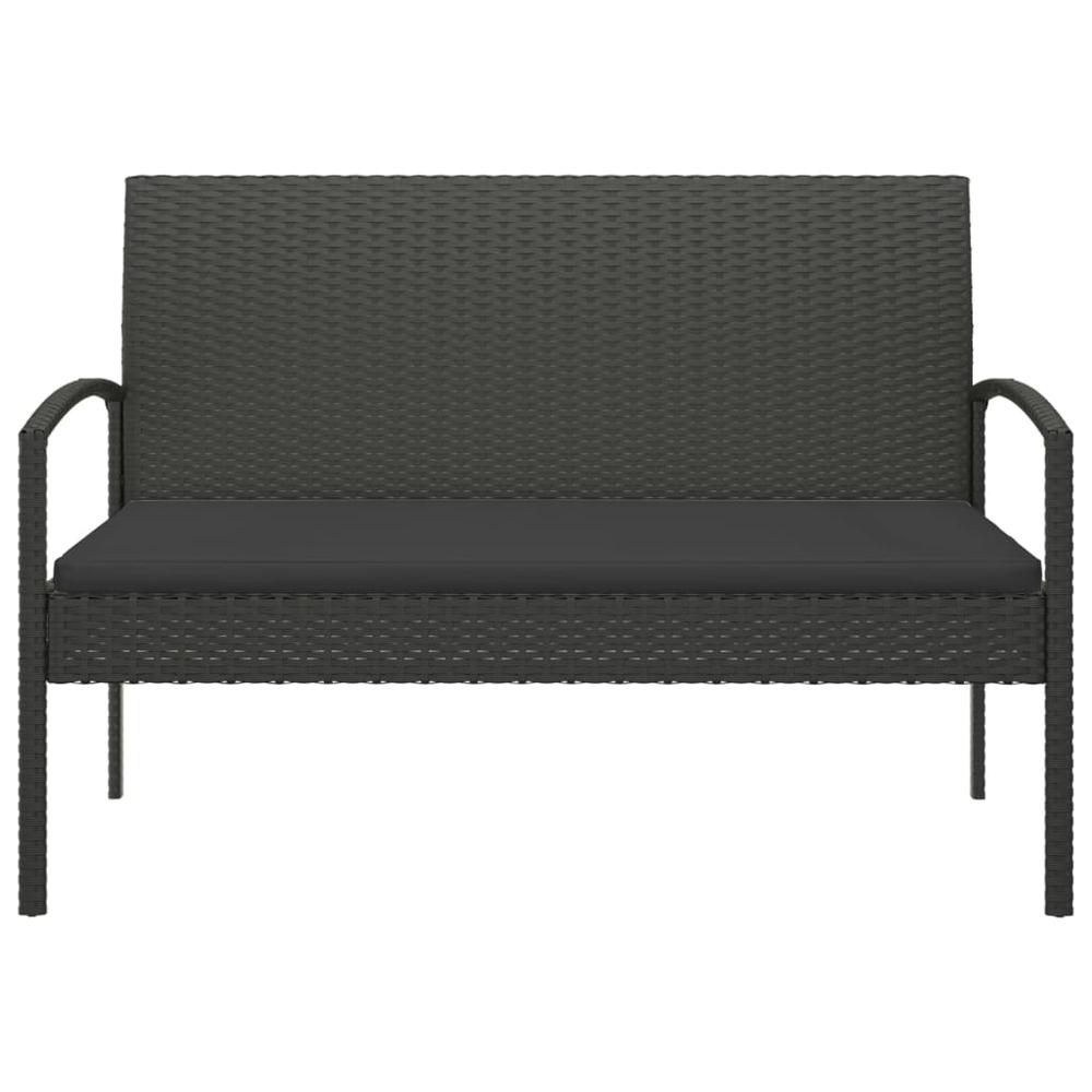 Patio Bench with Cushion Black 41.3" Poly Rattan. Picture 2