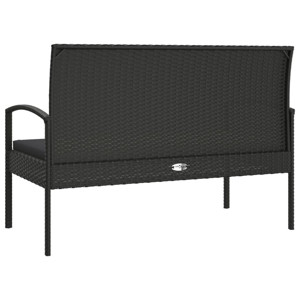 Patio Bench with Cushion Black 41.3" Poly Rattan. Picture 4