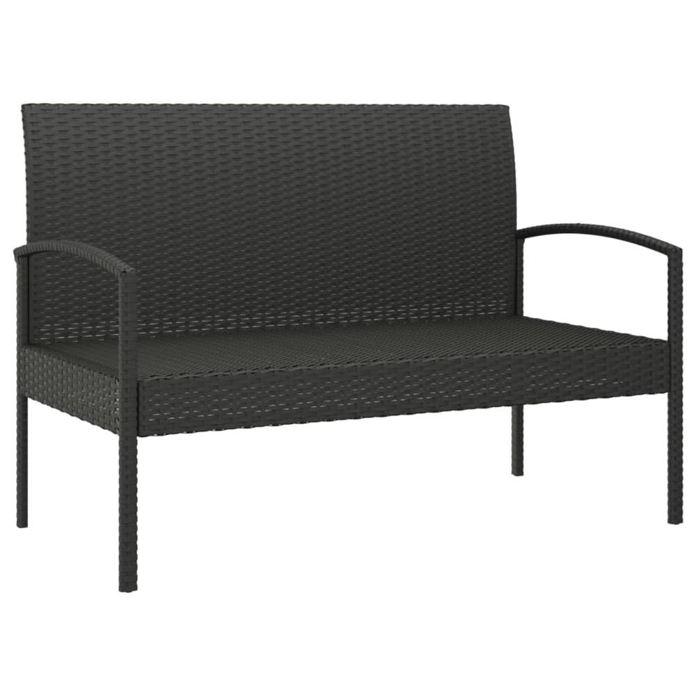 Patio Bench with Cushion Black 41.3" Poly Rattan. Picture 6
