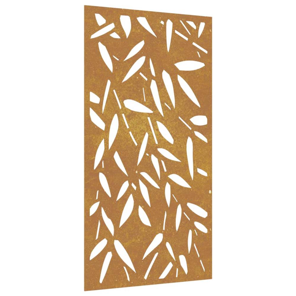 Patio Wall Decoration 41.3"x21.7" Corten Steel Bamboo Leaf Design. Picture 1