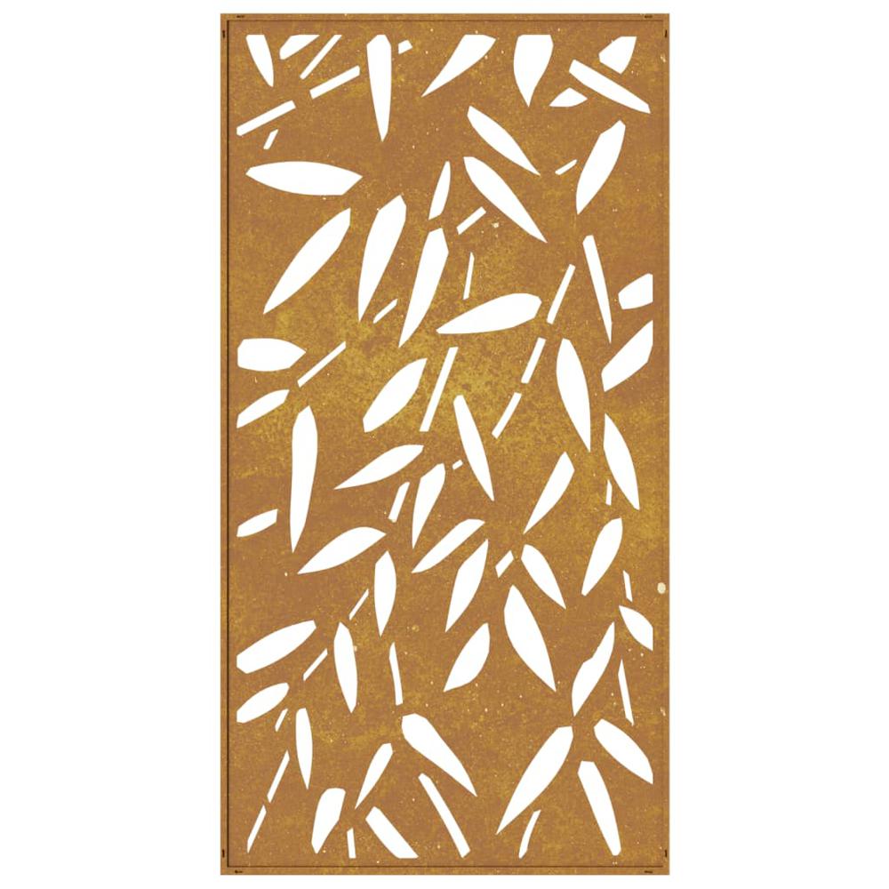 Patio Wall Decoration 41.3"x21.7" Corten Steel Bamboo Leaf Design. Picture 4