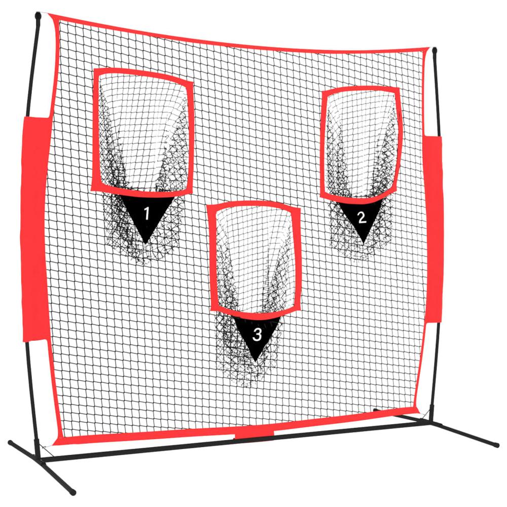 Portable Baseball Net Black and Red 72"x41.3"x72" Polyester. Picture 1