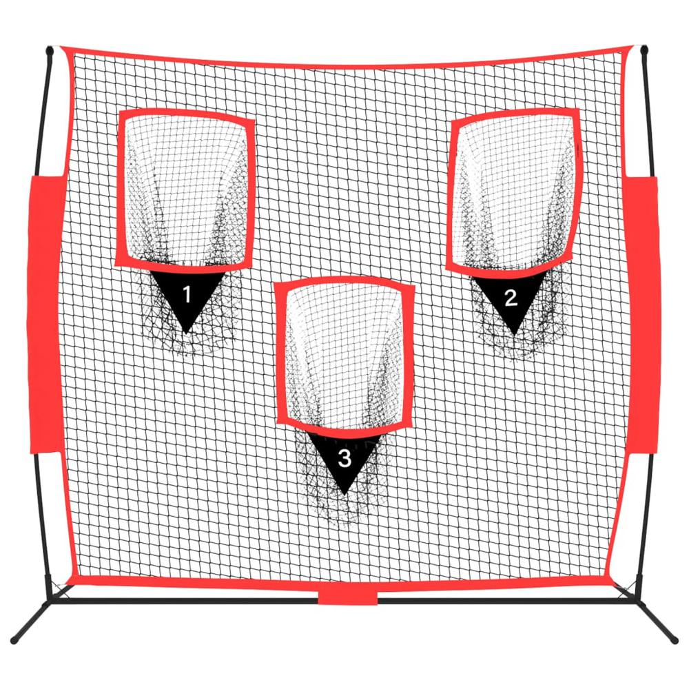Portable Baseball Net Black and Red 72"x41.3"x72" Polyester. Picture 2