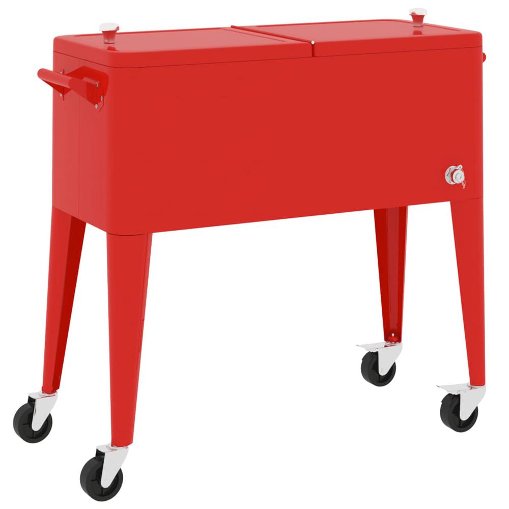 Cooler Cart with Wheels Red 36.2"x16.9"x35". Picture 1