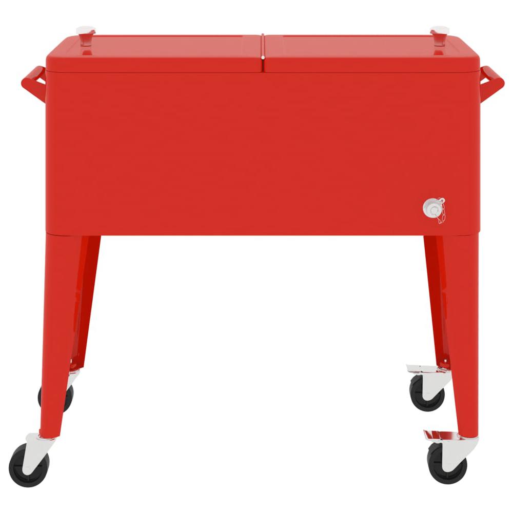 Cooler Cart with Wheels Red 36.2"x16.9"x35". Picture 2