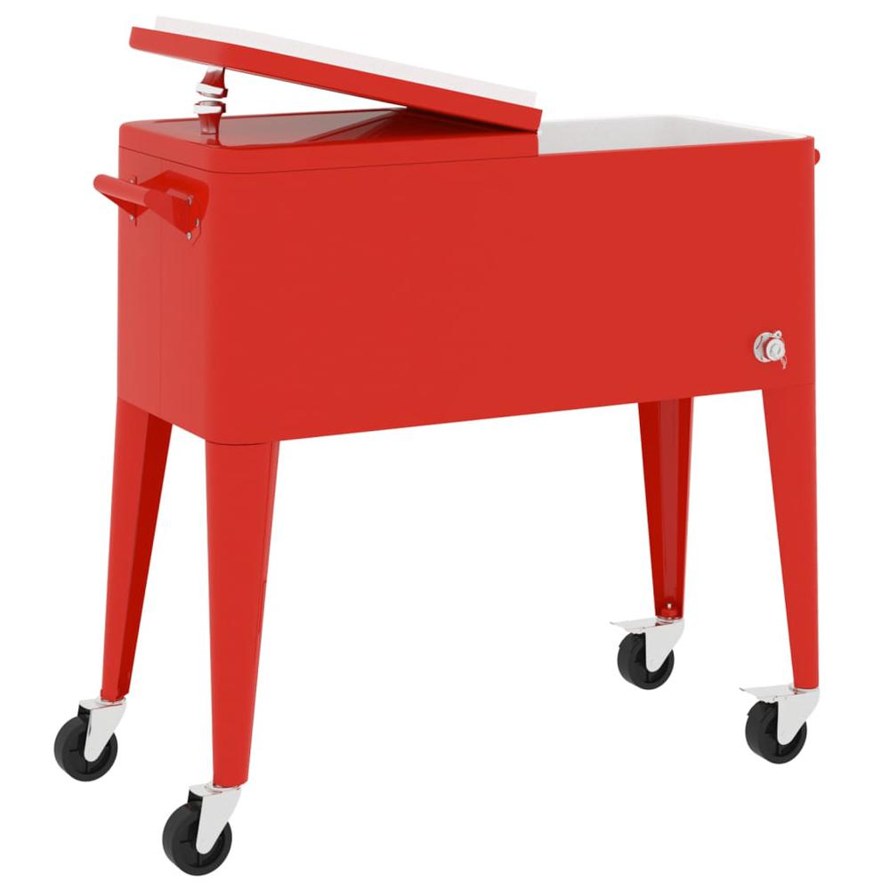 Cooler Cart with Wheels Red 36.2"x16.9"x35". Picture 3