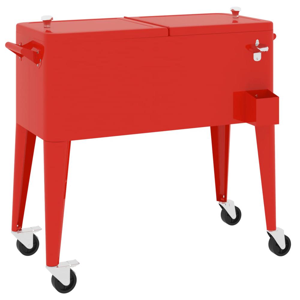 Cooler Cart with Wheels Red 36.2"x16.9"x35". Picture 5