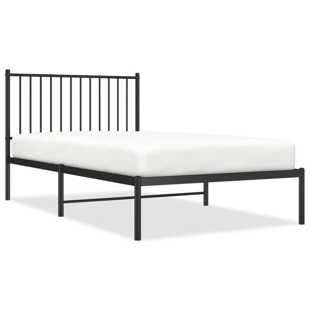 Metal Bed Frame with Headboard Black 39.4"x74.8" Twin. Picture 1