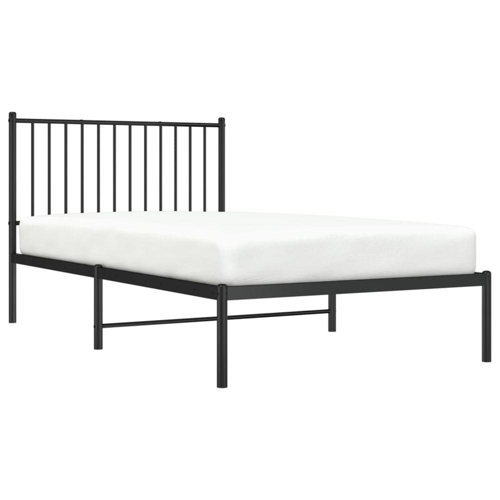 Metal Bed Frame with Headboard Black 39.4"x74.8" Twin. Picture 2
