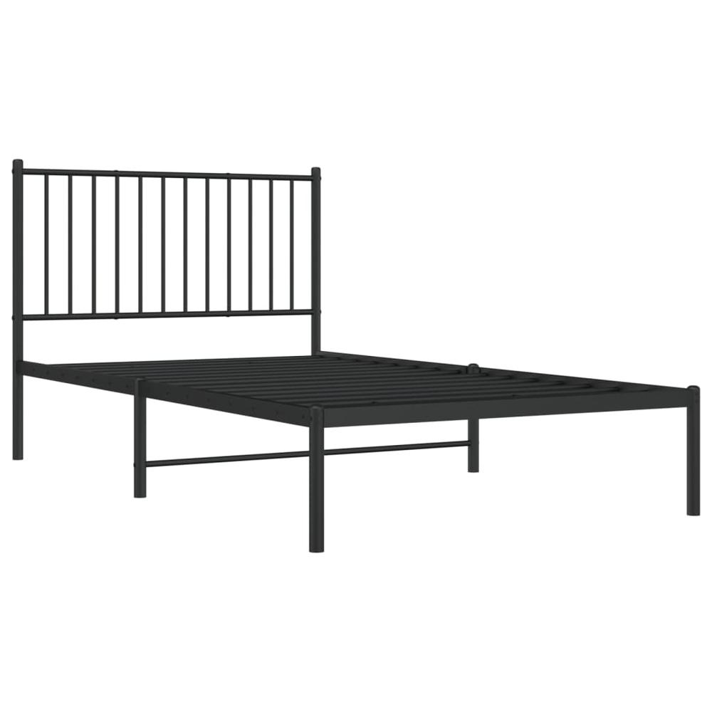 Metal Bed Frame with Headboard Black 39.4"x74.8" Twin. Picture 3