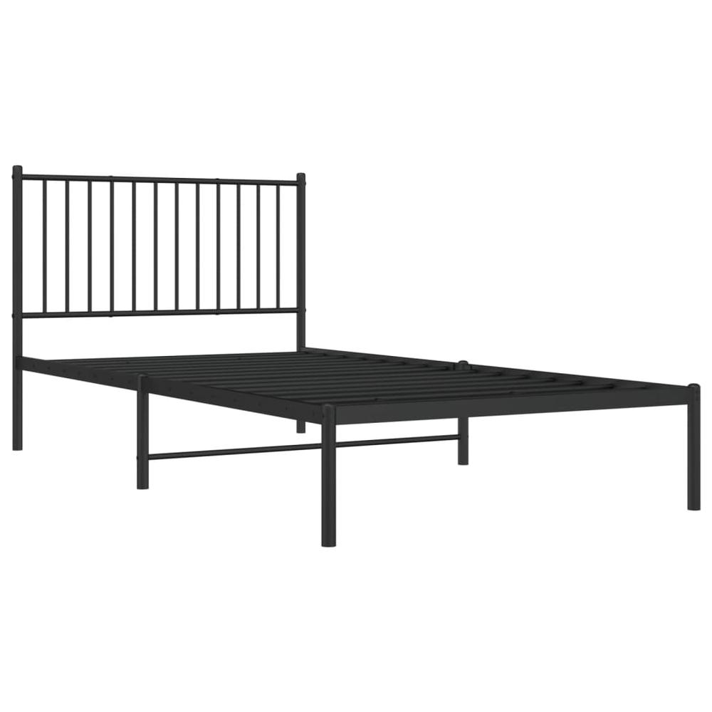 Metal Bed Frame with Headboard Black 39.4"x78.7". Picture 3