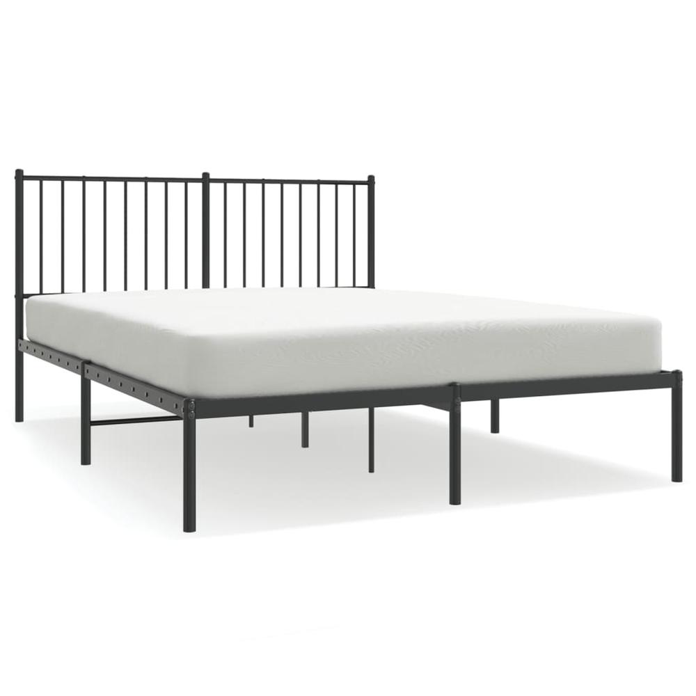 Metal Bed Frame with Headboard Black 53.9"x74.8" Full. Picture 1