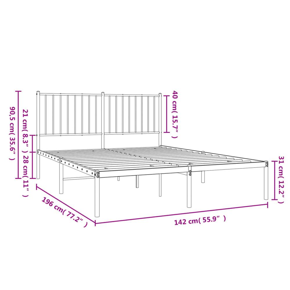 Metal Bed Frame with Headboard Black 53.9"x74.8" Full. Picture 8