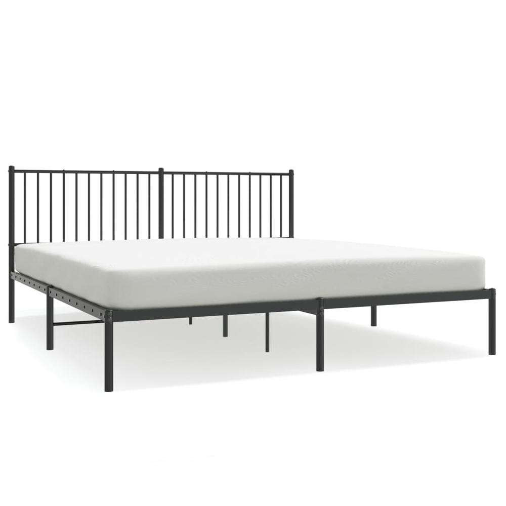 Metal Bed Frame with Headboard Black 72"x83.9" California King. Picture 1