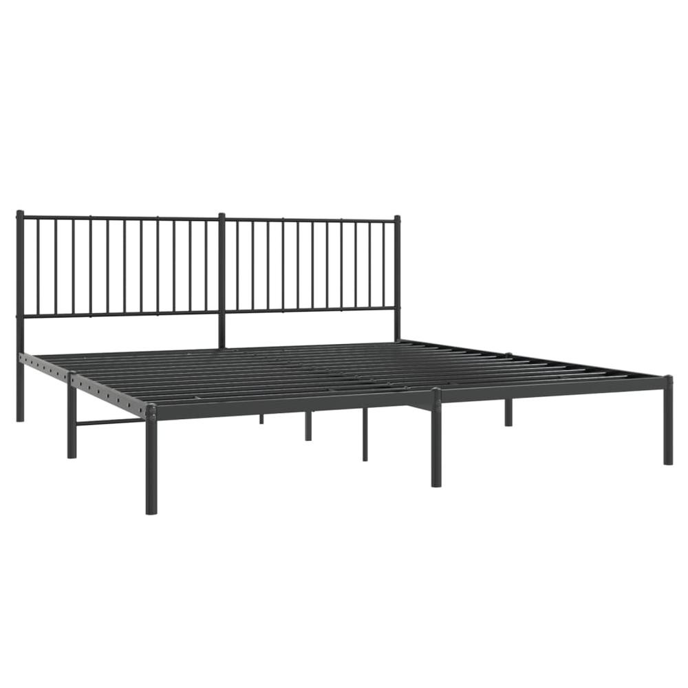 Metal Bed Frame with Headboard Black 72"x83.9" California King. Picture 3