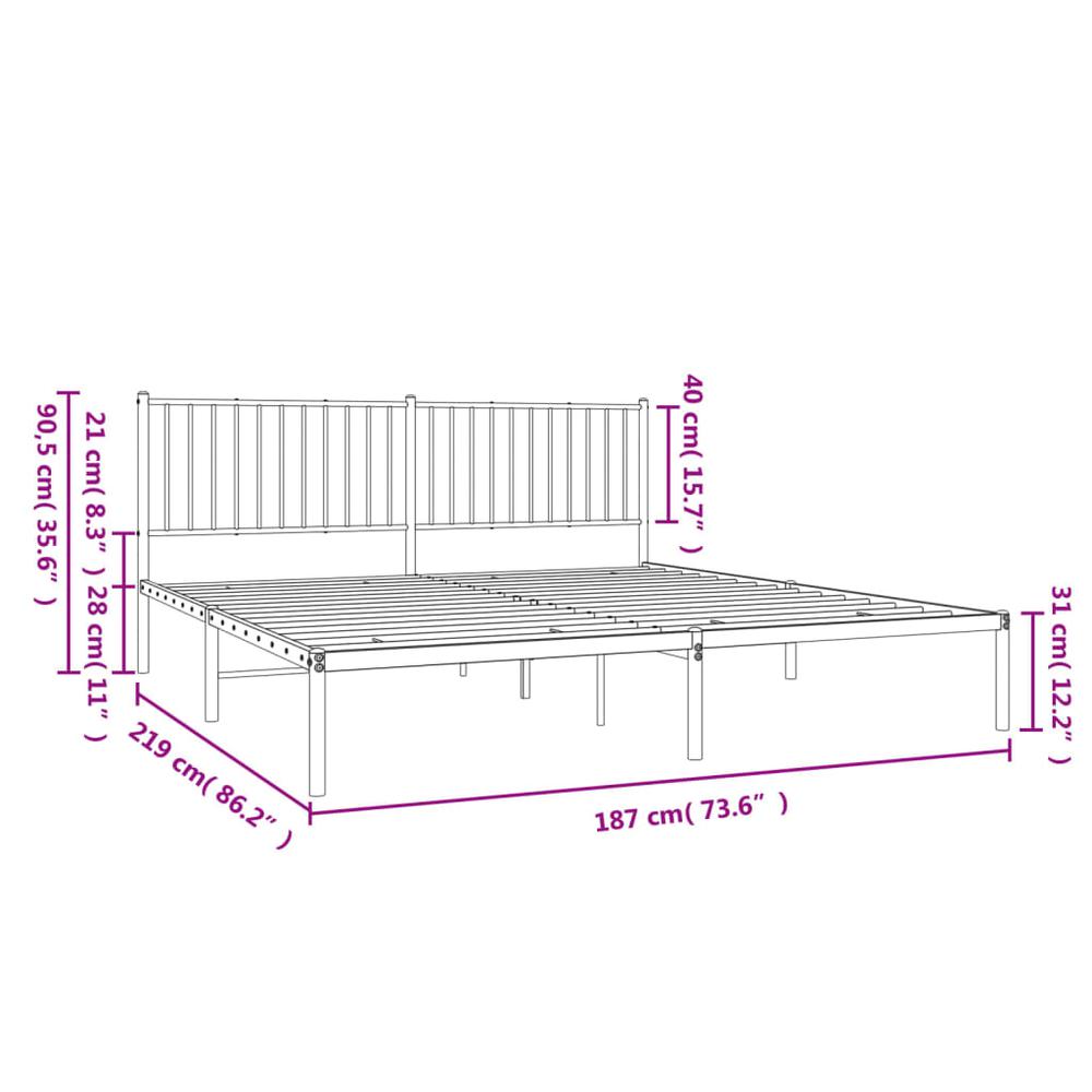 Metal Bed Frame with Headboard Black 72"x83.9" California King. Picture 8