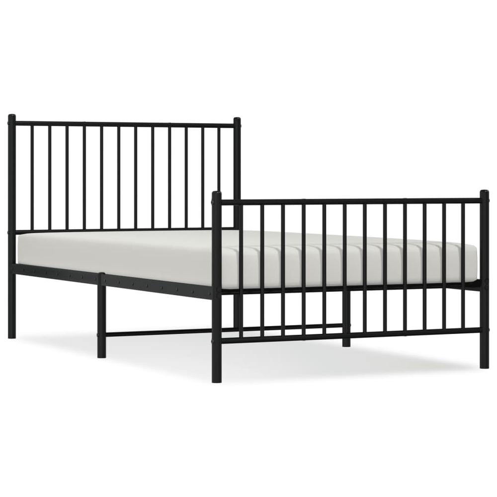 Metal Bed Frame with Headboard and Footboard Black 39.4"x74.8" Twin. Picture 1