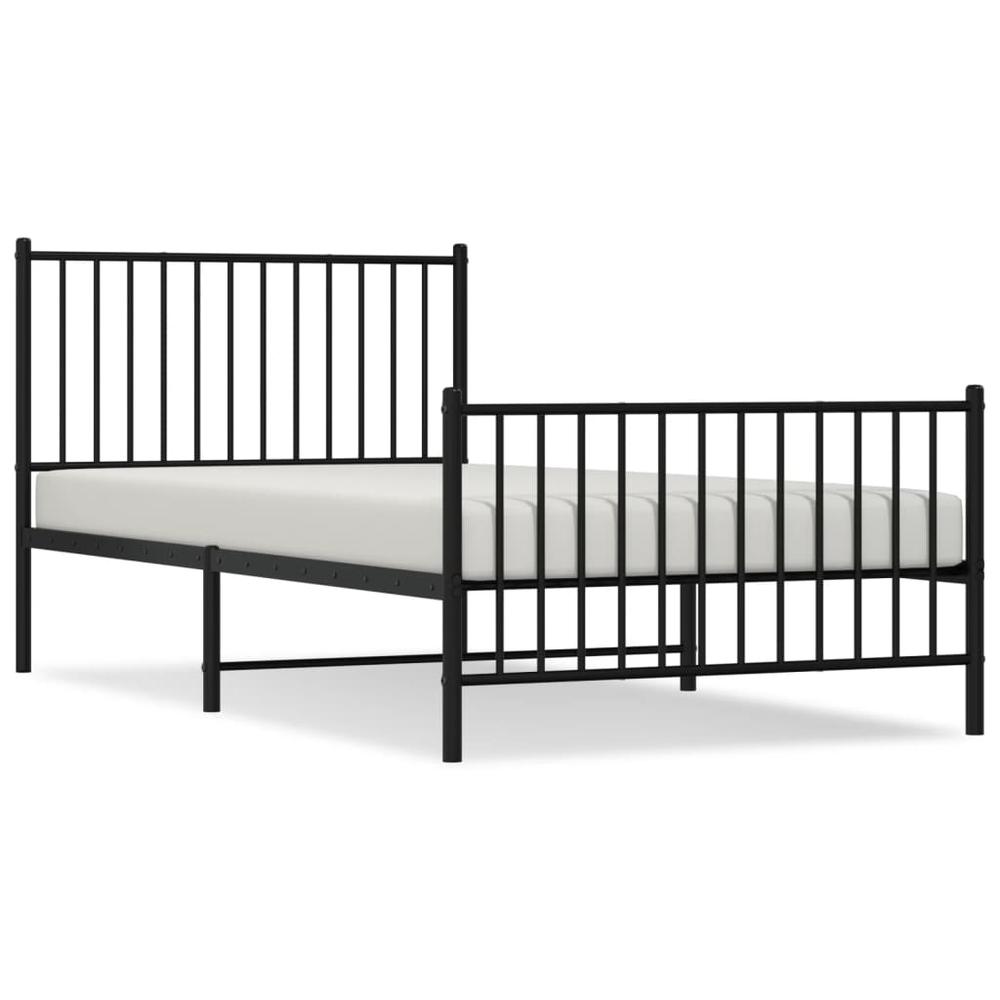 Metal Bed Frame with Headboard and Footboard Black 39.4"x78.7". Picture 1