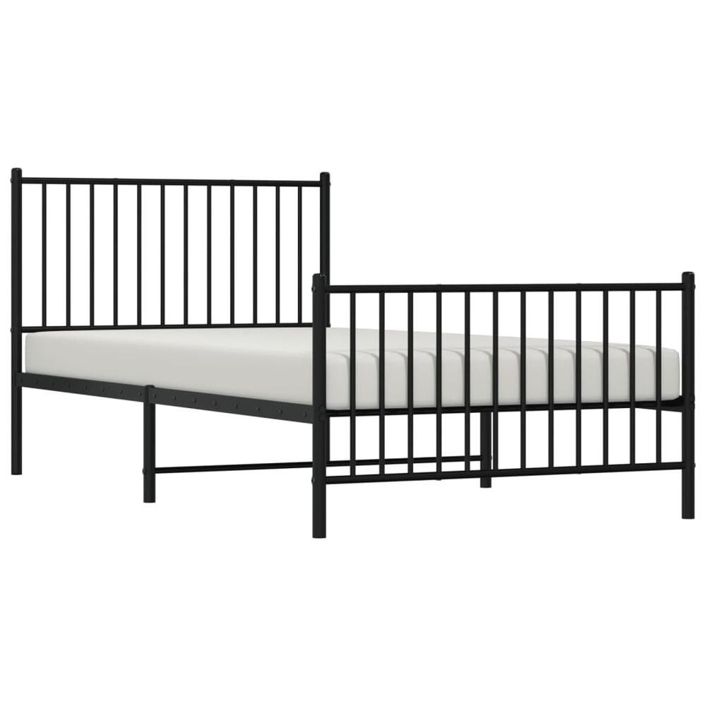 Metal Bed Frame with Headboard and Footboard Black 39.4"x78.7". Picture 2