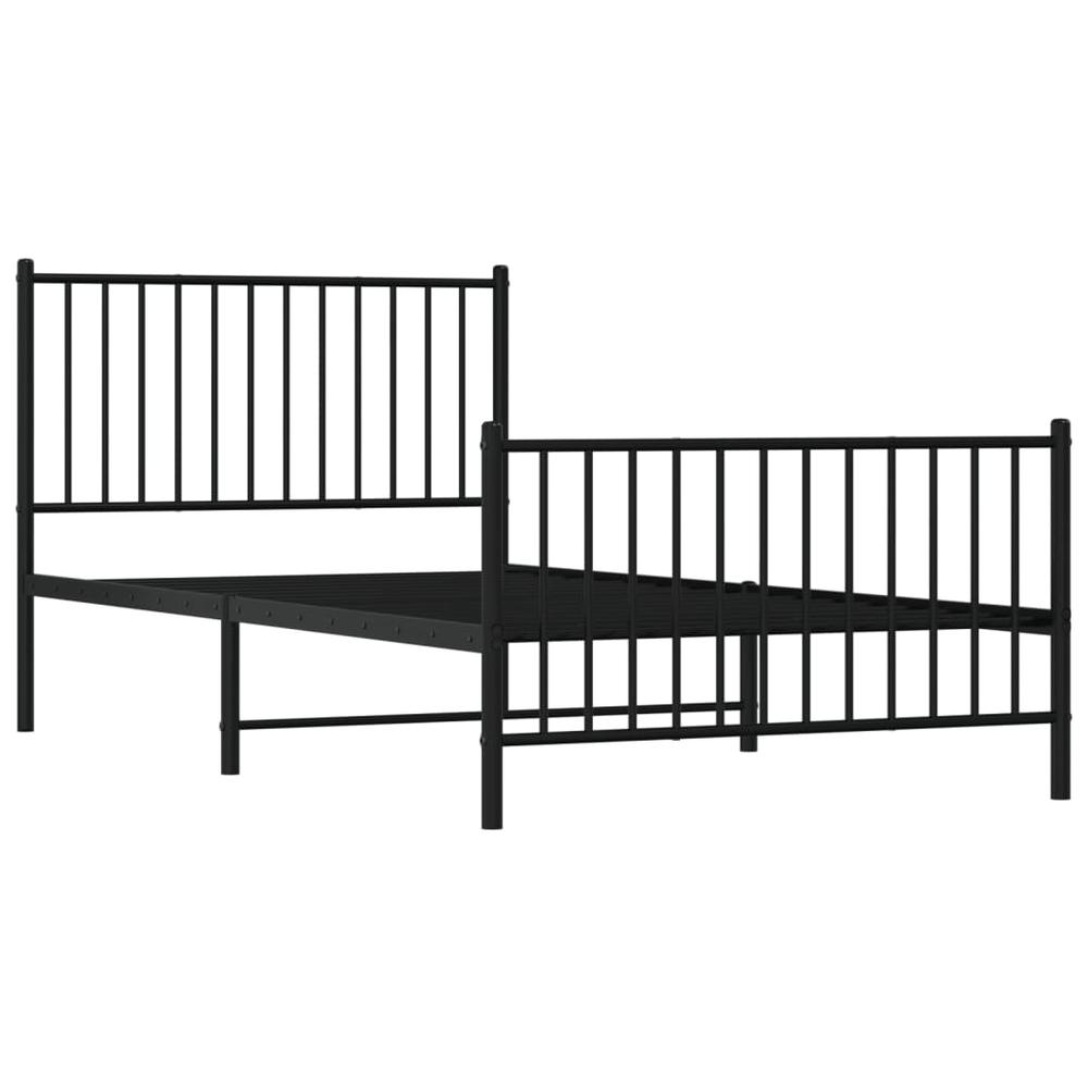 Metal Bed Frame with Headboard and Footboard Black 39.4"x78.7". Picture 3