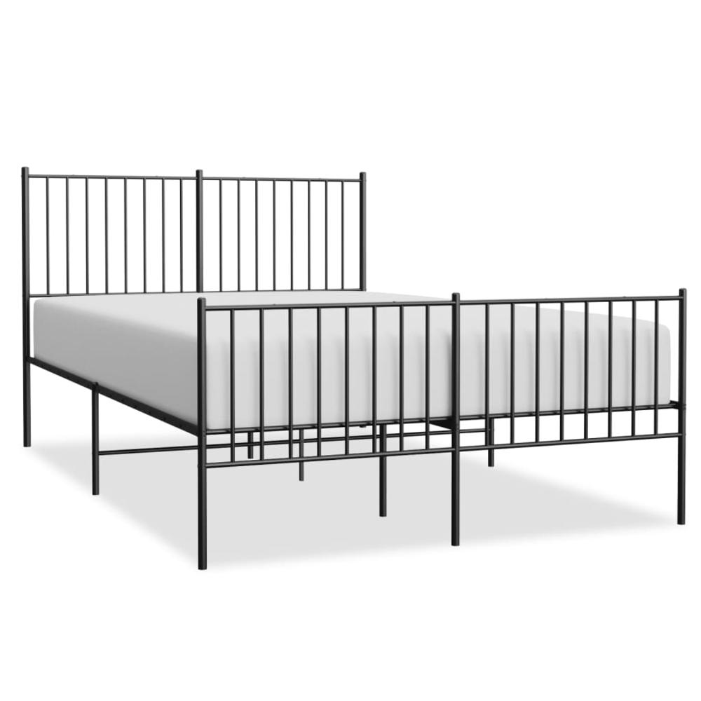 Metal Bed Frame with Headboard and Footboard Black 53.9"x74.8" Full. Picture 1