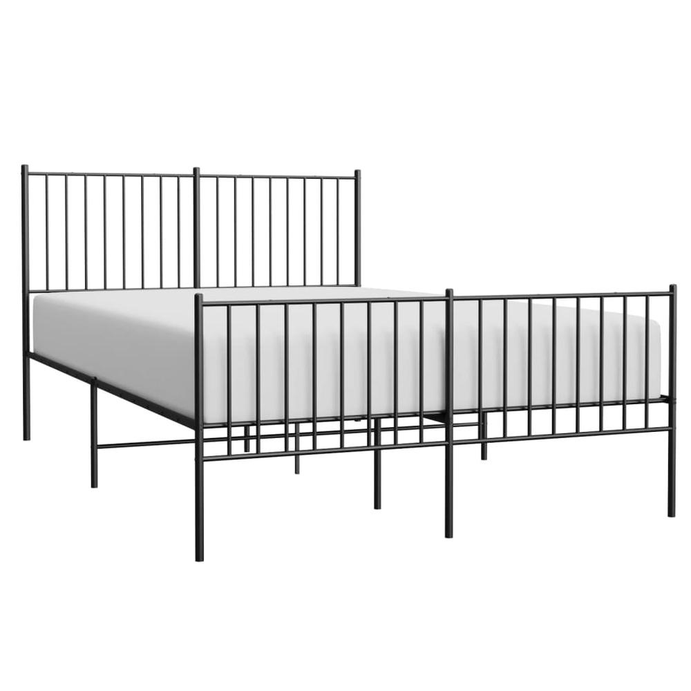 Metal Bed Frame with Headboard and Footboard Black 53.9"x74.8" Full. Picture 2