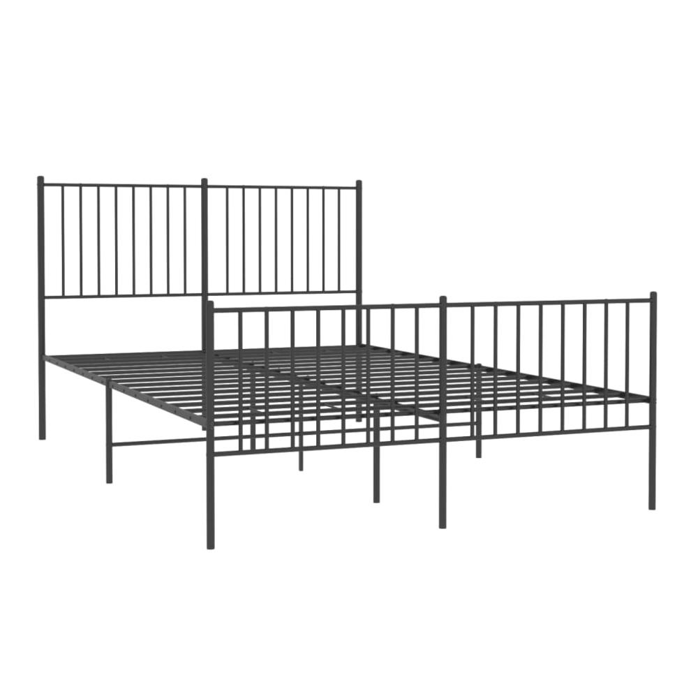 Metal Bed Frame with Headboard and Footboard Black 53.9"x74.8" Full. Picture 3