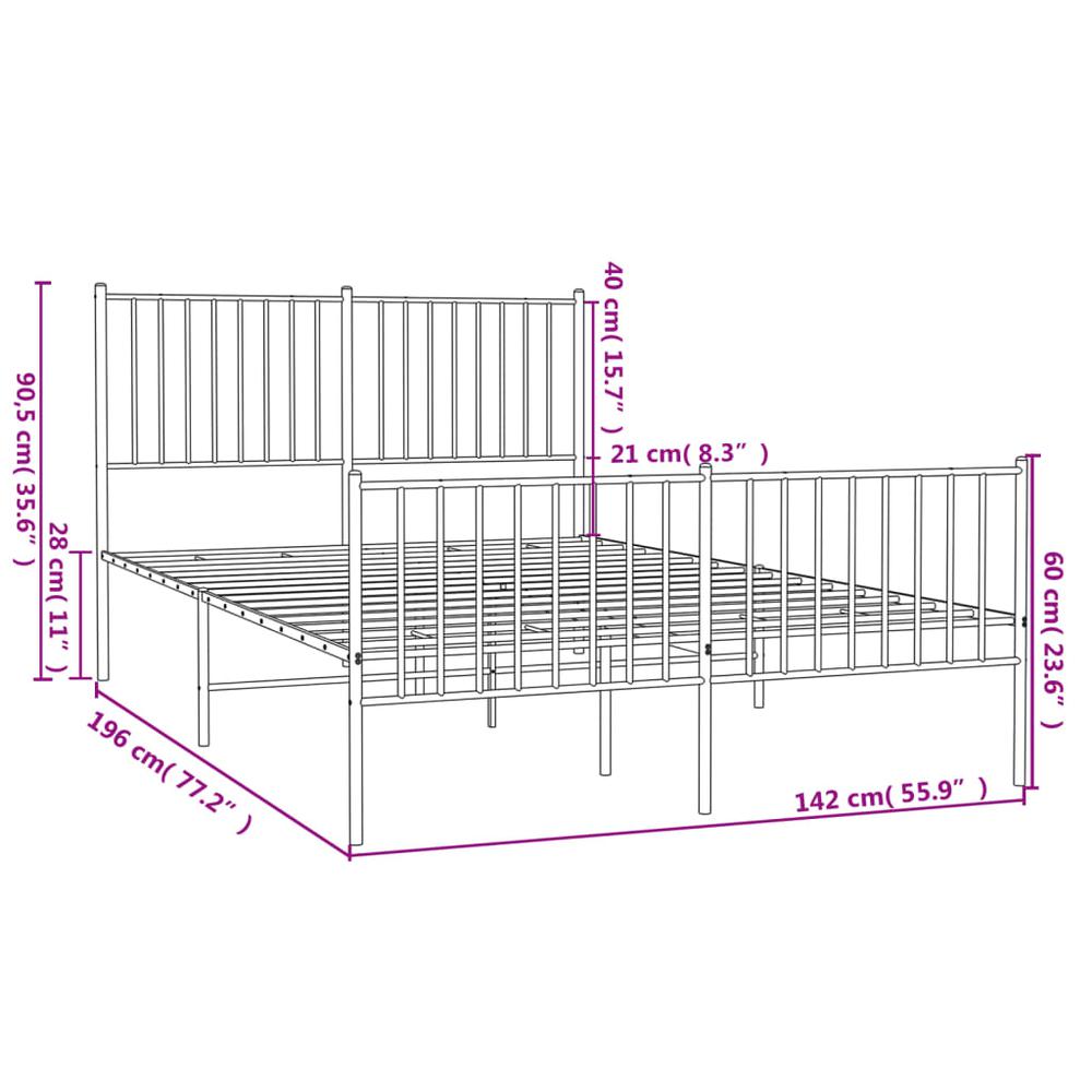 Metal Bed Frame with Headboard and Footboard Black 53.9"x74.8" Full. Picture 8