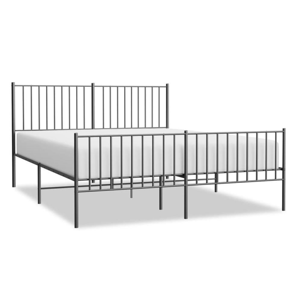 Metal Bed Frame with Headboard and Footboard Black 59.8"x78.7". Picture 1