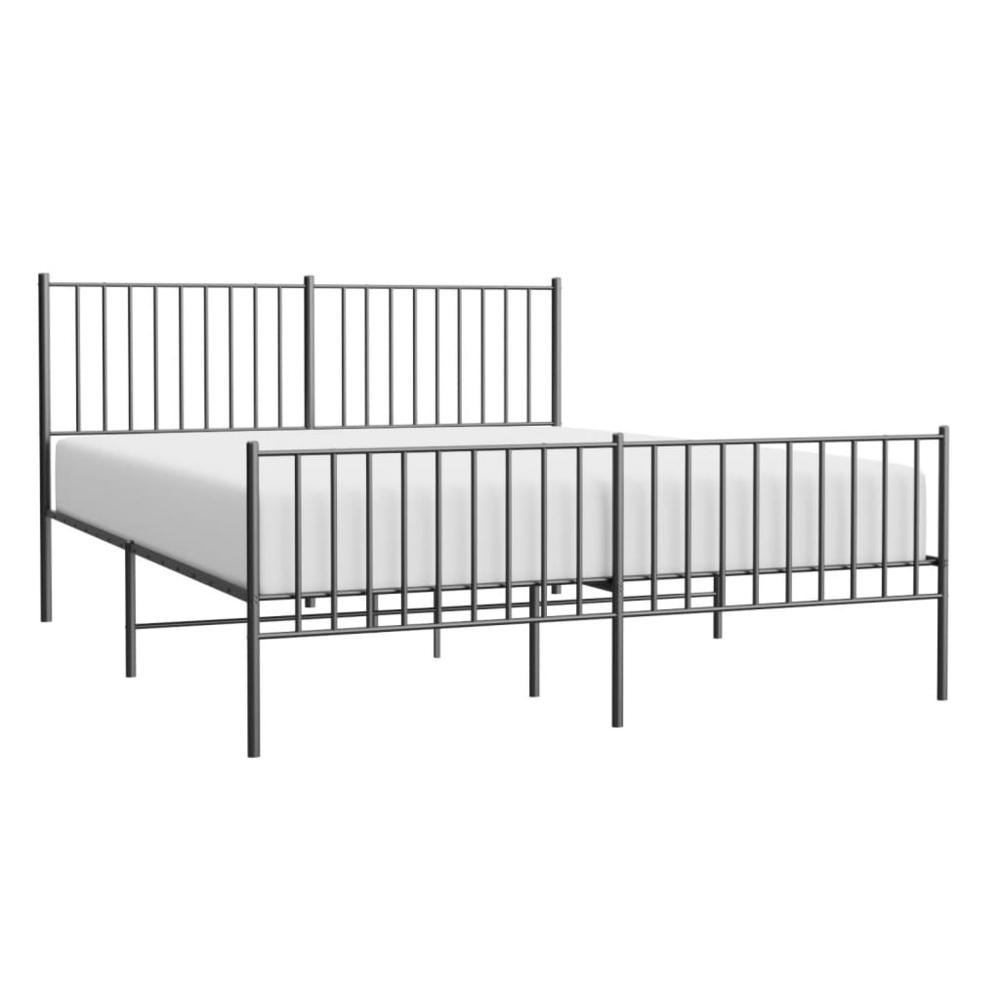 Metal Bed Frame with Headboard and Footboard Black 59.8"x78.7". Picture 2