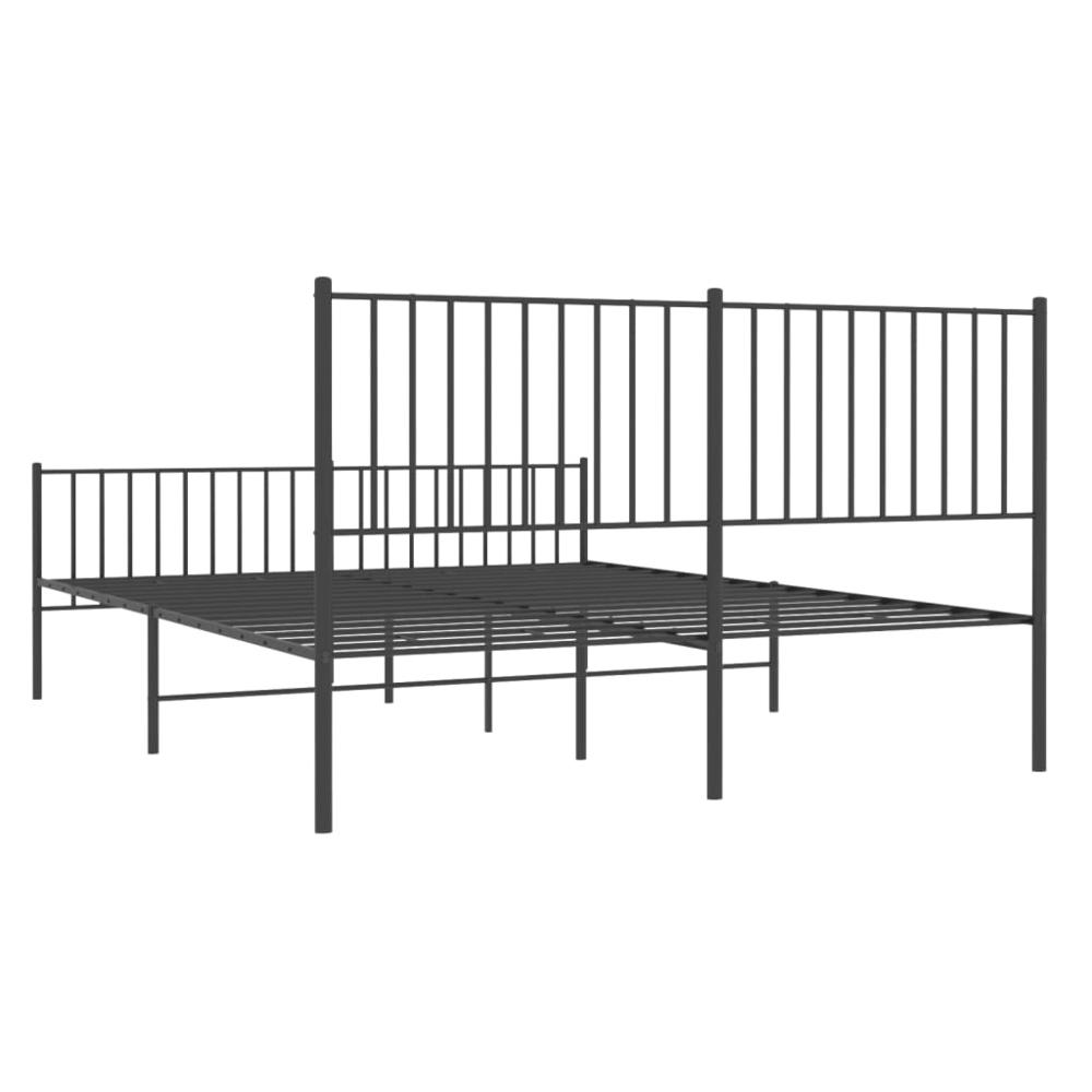 Metal Bed Frame with Headboard and Footboard Black 59.8"x78.7". Picture 6